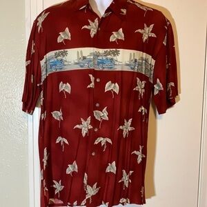 Summer Graphic Print Button Down Shirt, M